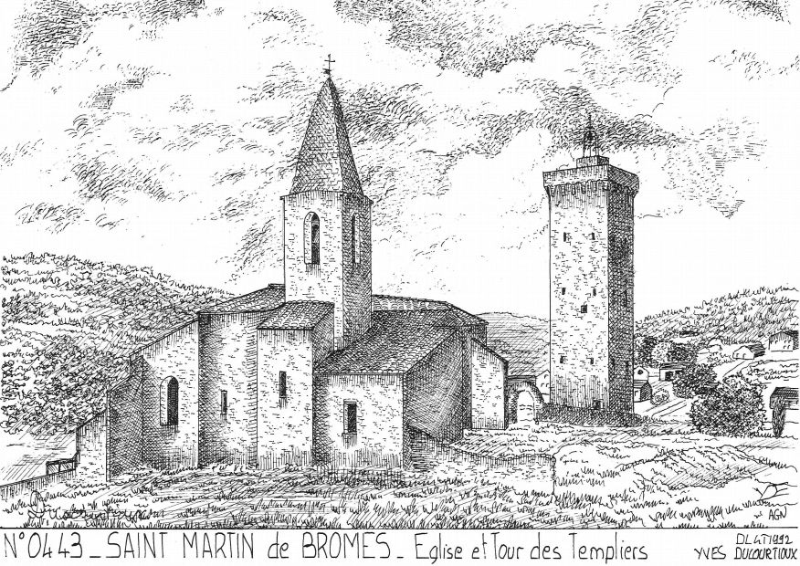 N 04043 - ST MARTIN DE BROMES - église et tour des templiers